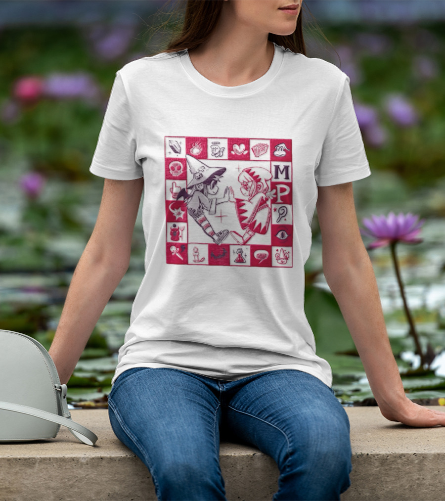 MP Witch And Angel Character Duo Board Game Square T-Shirt