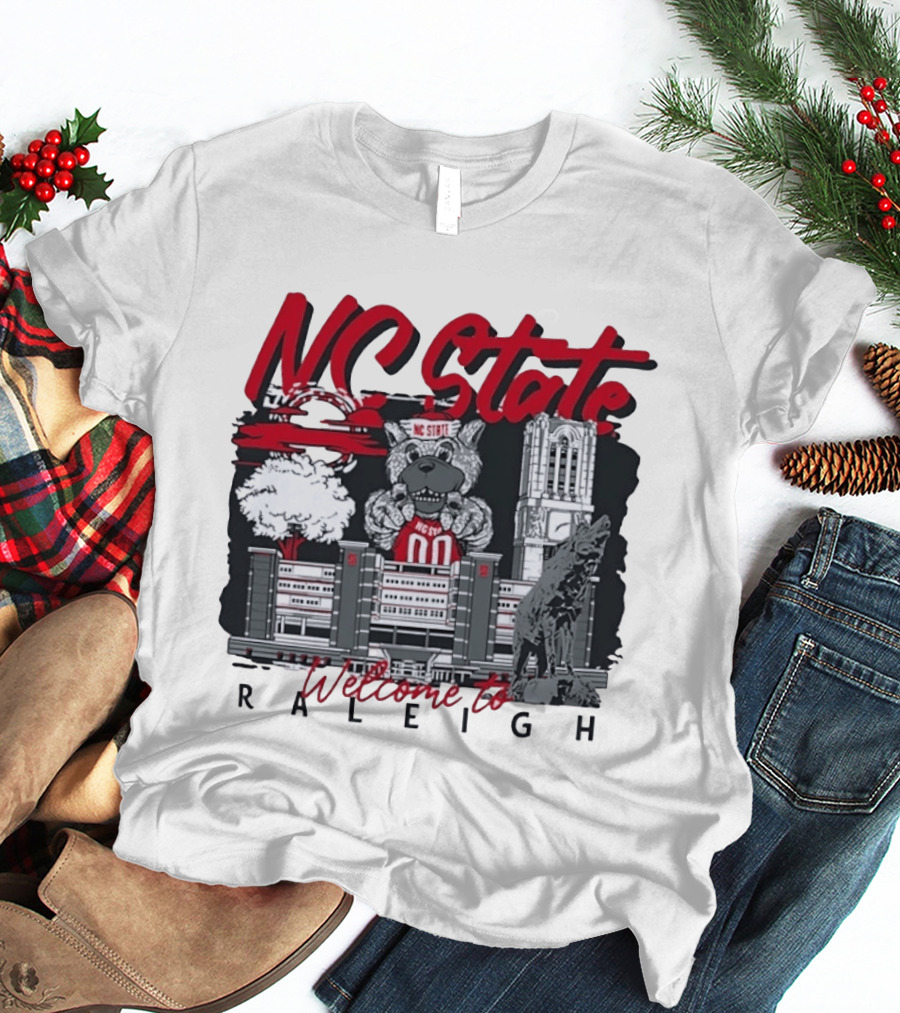NC State Wolfpack Welcome To Raleigh Rooftop Skyline Sports Fan Gear T-Shirt