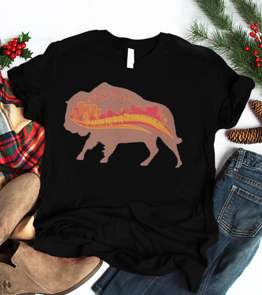 131st Annual YMCA Turkey Trot Thanksgiving Buffalo New York 2026 Runner Buffalo Silhouette Cityscape T-Shirt