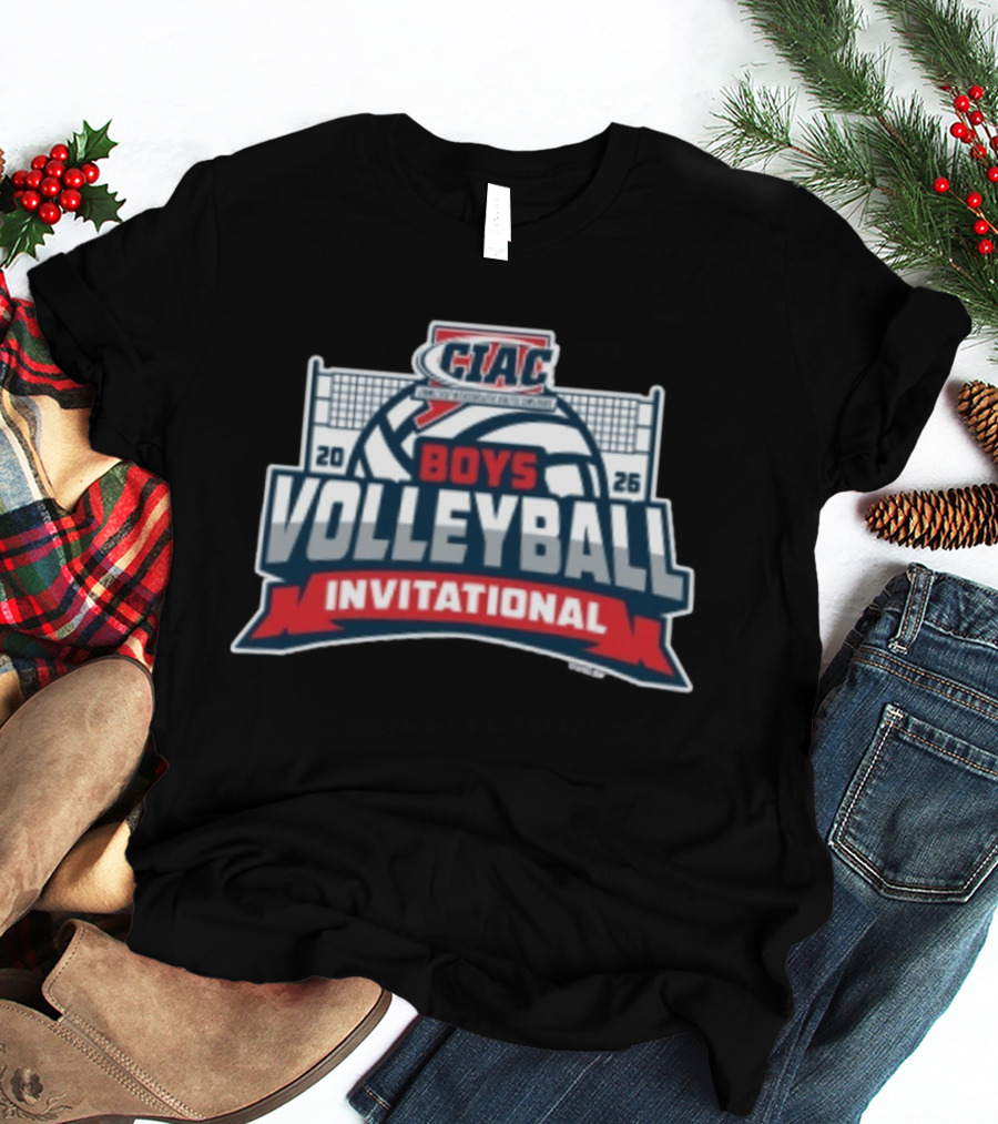 CIAC Boys Volleyball Invitational 2026 Event Logo With Net And Ball T-Shirt