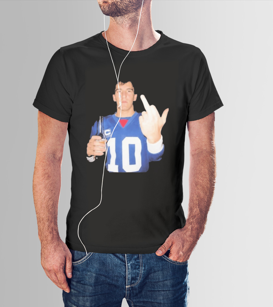Eli Manning Jersey Smoking Gesture Middle Finger 10 T-Shirt
