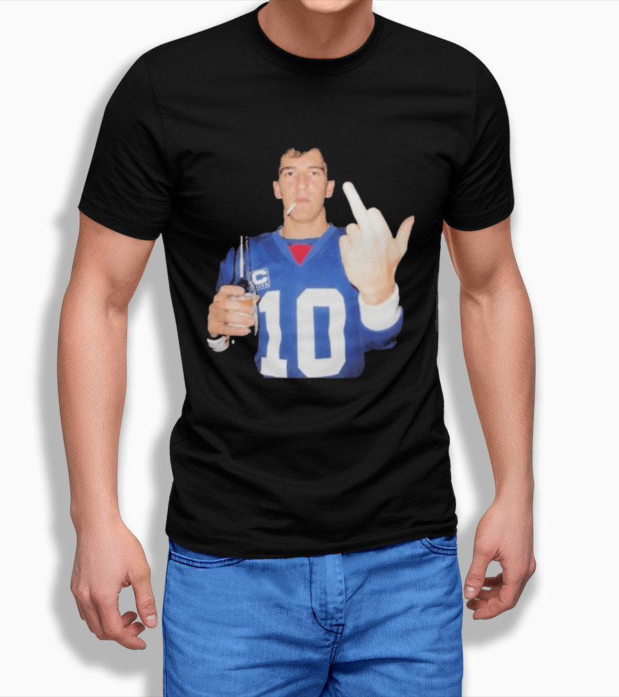 Eli Manning Jersey Smoking Gesture Middle Finger 10 T-Shirt
