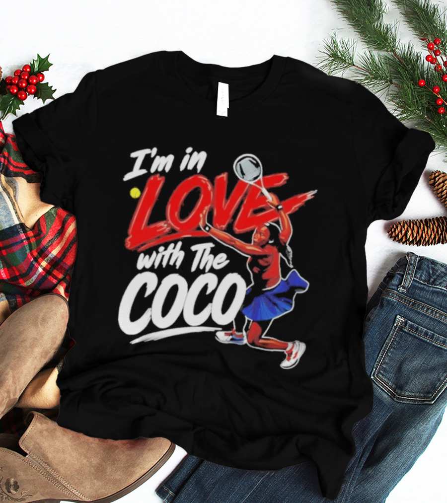 I'm In Love With The Coco Tennis Slam Action Bold Red And White T-Shirt