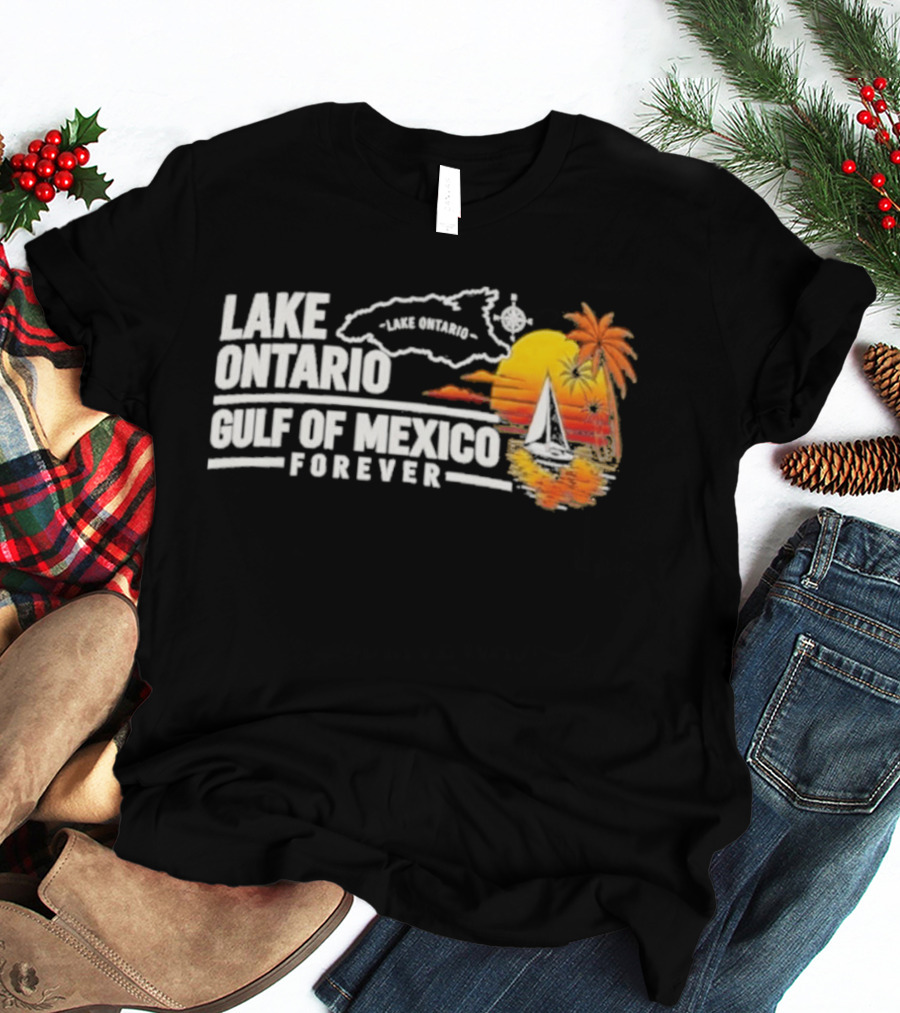 Lake Ontario Gulf Of Mexico Map Sunset Palm 2026 T-Shirt