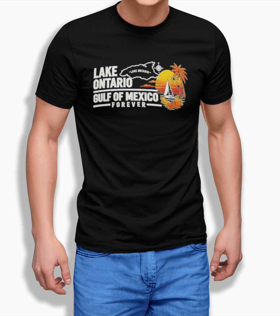 Lake Ontario Gulf Of Mexico Map Sunset Palm 2026 T-Shirt