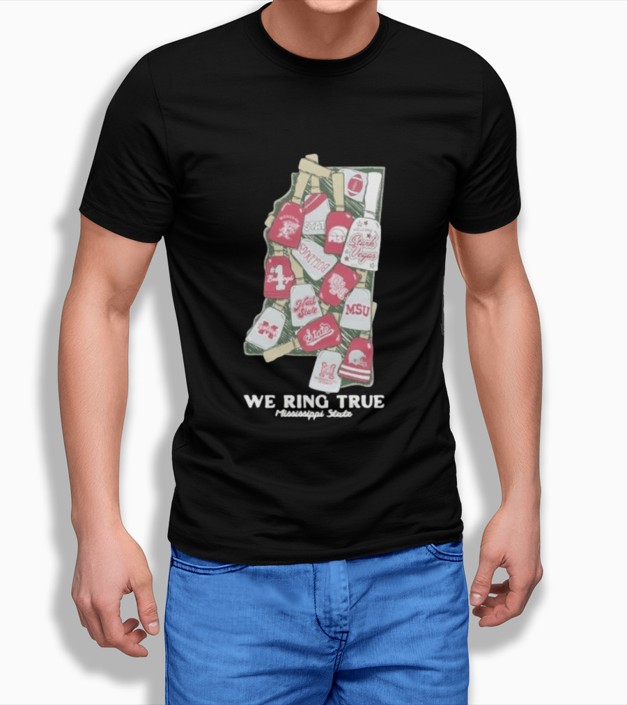 Mississippi State We Ring True Stark Vegas Bulldogs Collage State MSU Football T-Shirt