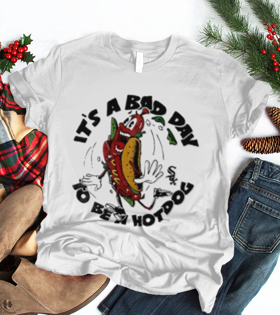 Chicago White Sox MLB It's A Bad Day To Be Hotdog Panicked Cartoon Sausage Running T-Shirt