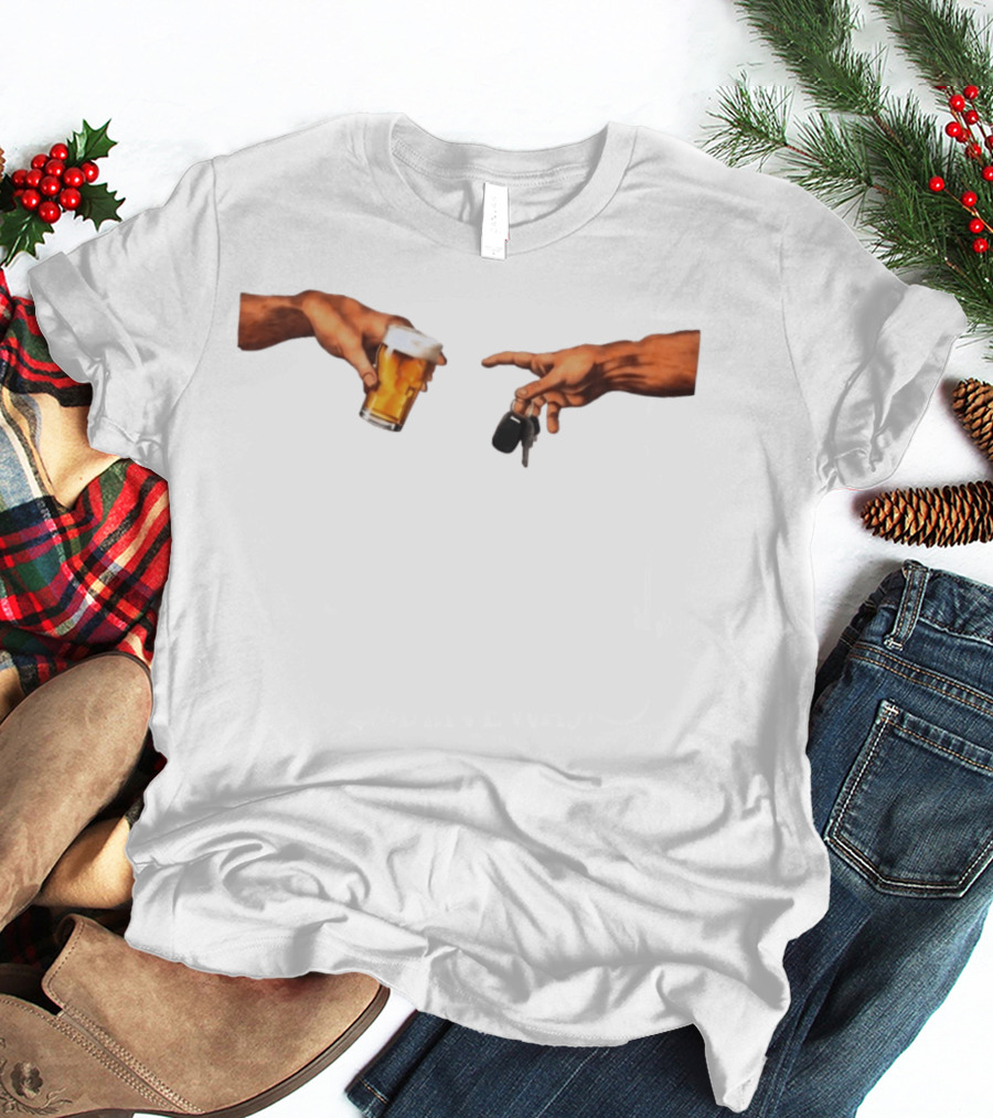 Creation Of Adam Beer Handing Over Car Keys T-Shirt