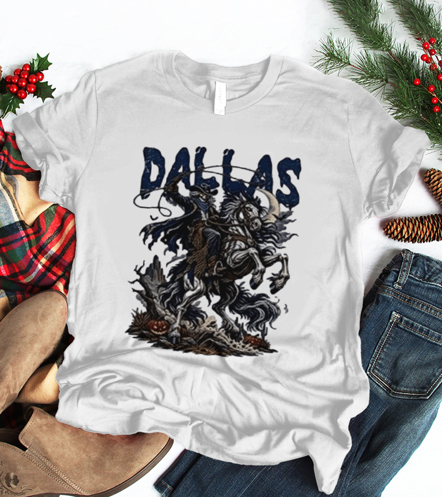 Dallas Cowboys Skeleton Horse Rider Halloween T-Shirt