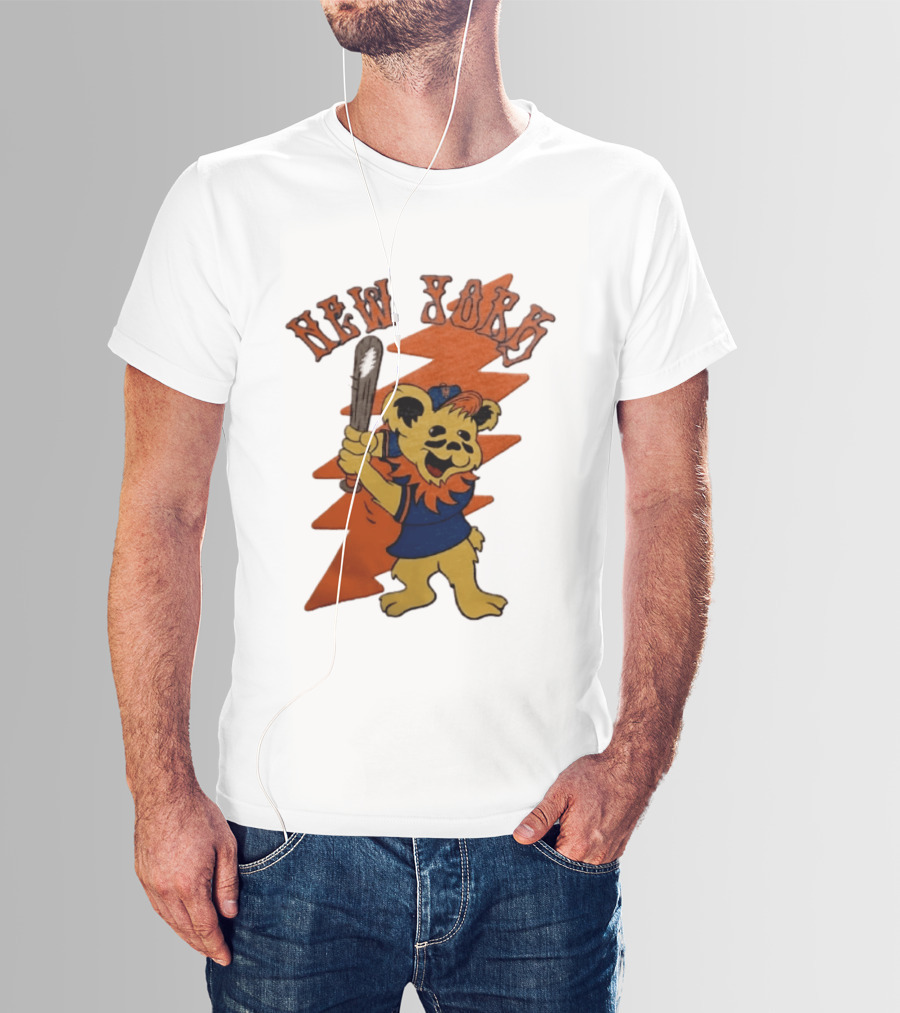 New York Grateful Dead Dancing Bear Batting Baseball Mets MLB T-Shirt