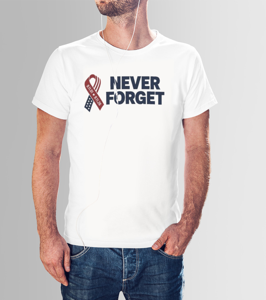 Jim Harbaugh Never Forget 911 Memorial Ribbon T-Shirt