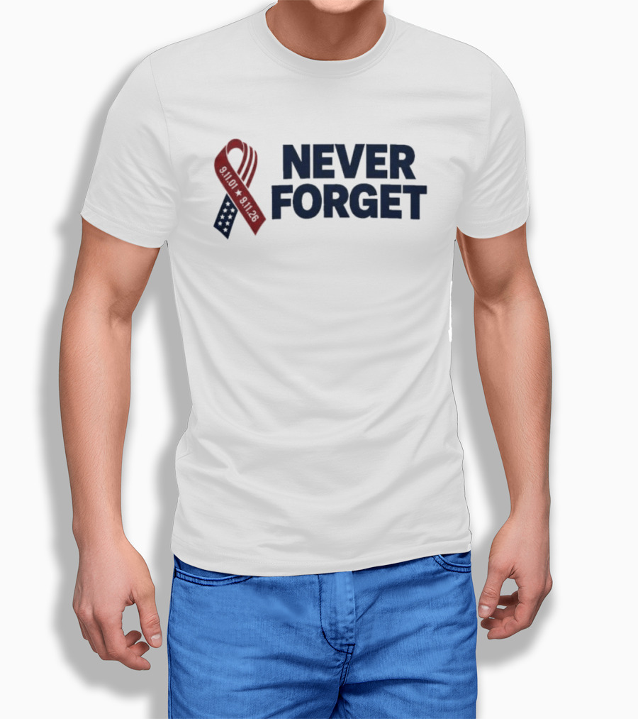 Jim Harbaugh Never Forget 911 Memorial Ribbon T-Shirt