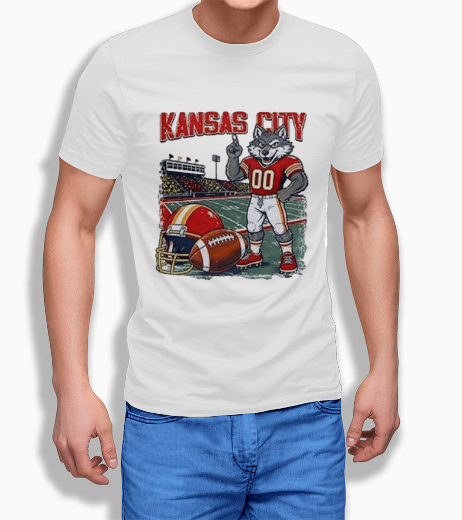 Kansas City Chiefs Wolf Mascot Football Stadium Scene T-Shirt
