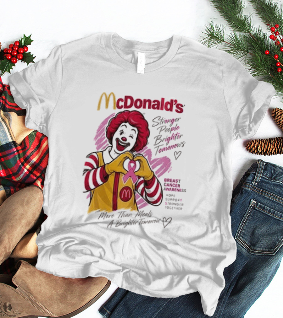 McDonald's Ronald McDonald Breast Cancer Awareness "More Than Meals A Brighter Tomorrow" Pink Ribbon T-Shirt