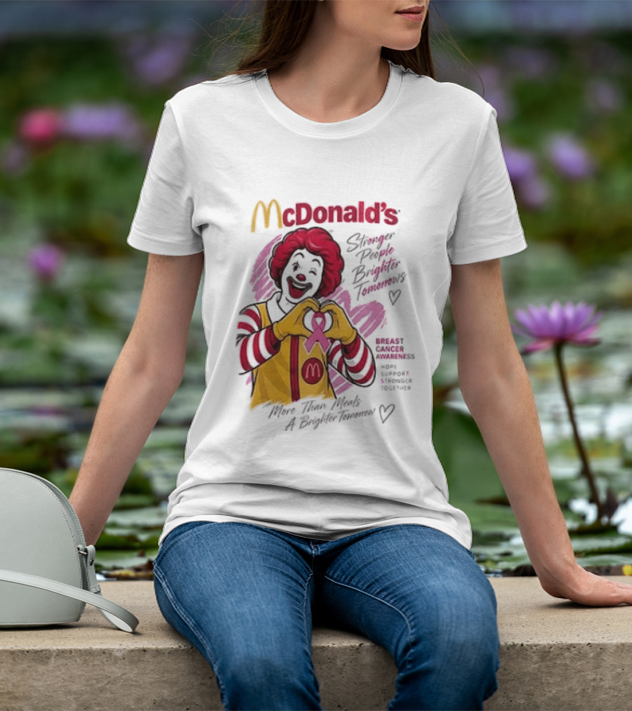 McDonald's Ronald McDonald Breast Cancer Awareness "More Than Meals A Brighter Tomorrow" Pink Ribbon T-Shirt