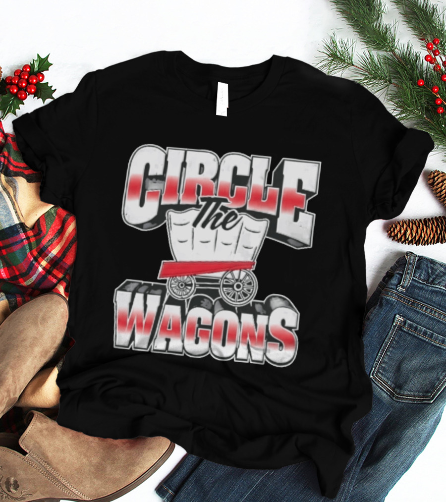 Circle The Wagons Pioneer Covered Wagon Red White 3D T-Shirt