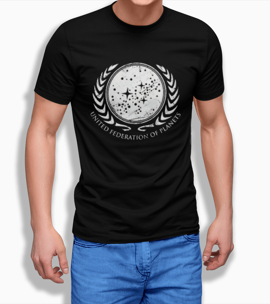 United Federation Of Planets Distressed Star Field Laurel Wreath T-Shirt
