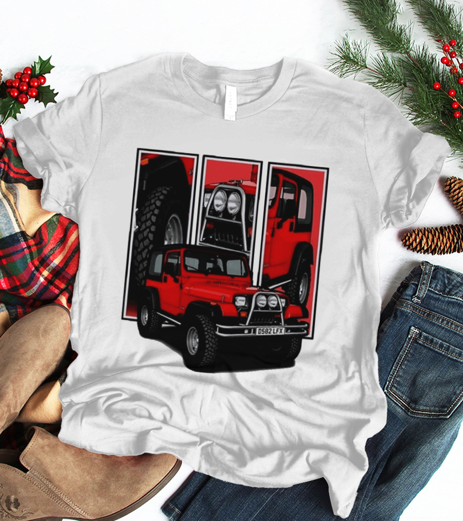 Red Jeep Wrangler 4x4 Off Road Adventure Vehicle Four Wheel Drive T-Shirt
