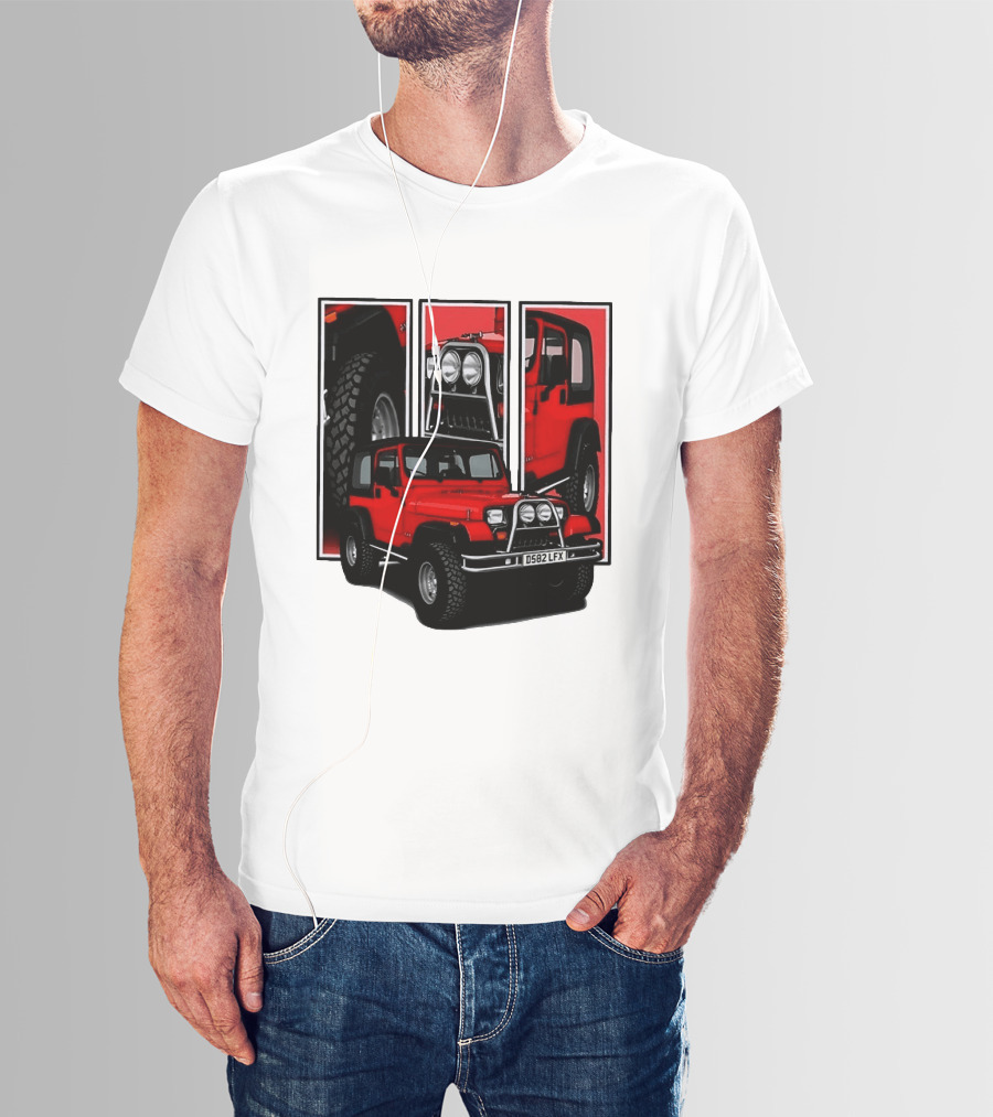 Red Jeep Wrangler 4x4 Off Road Adventure Vehicle Four Wheel Drive T-Shirt