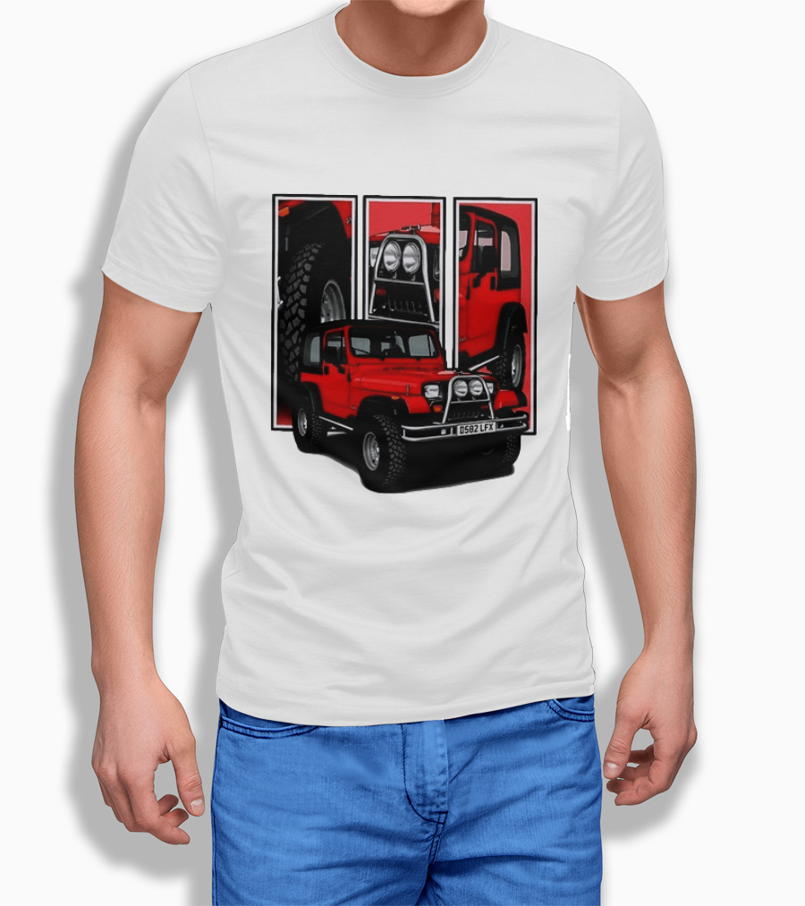 Red Jeep Wrangler 4x4 Off Road Adventure Vehicle Four Wheel Drive T-Shirt