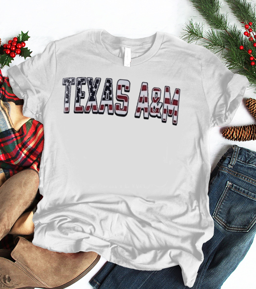 Texas A&M Football USA Flag Salute To Service T-Shirt
