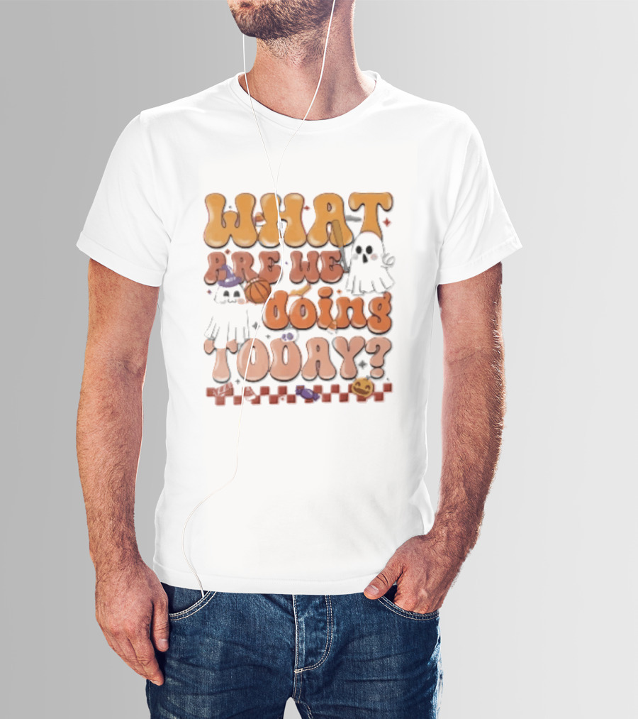 What Are We Doing Today Cartoon Halloween Ghosts Basketball Baseball Boo Shop T-Shirt