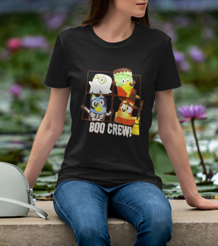 Boo Crew Bluey Halloween Ghost Frankenstein Witch Skeleton T-Shirt