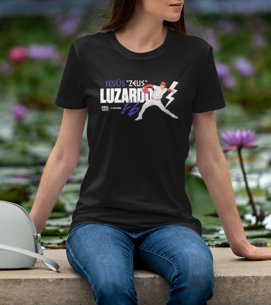 Jesús Zeus Luzardo Pitching Foul Territory 44 Lightning Bolt T-Shirt
