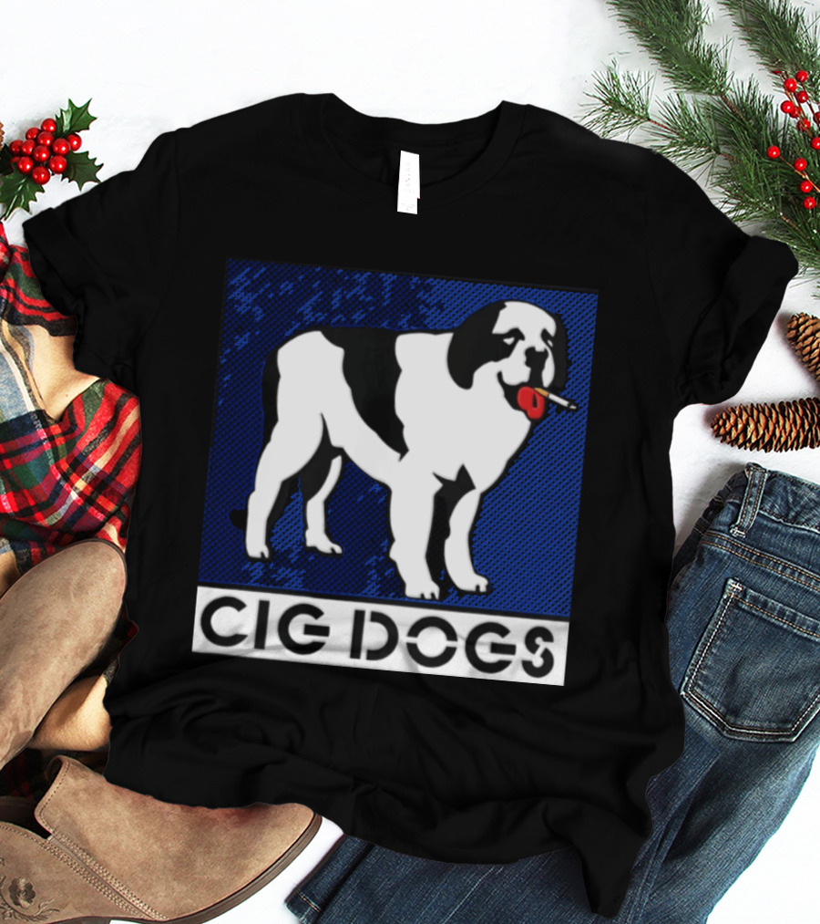 Cig Dogs Saint Bernard Smoking Cigarette Funny Canine T-Shirt