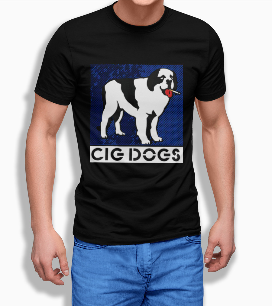 Cig Dogs Saint Bernard Smoking Cigarette Funny Canine T-Shirt