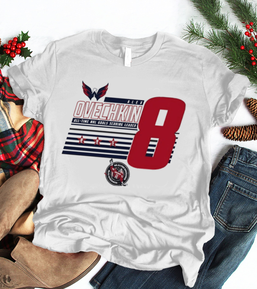 Alex Ovechkin 8 NHL All Time Goals Leader Washington Capitals Stars And Stripes T-Shirt
