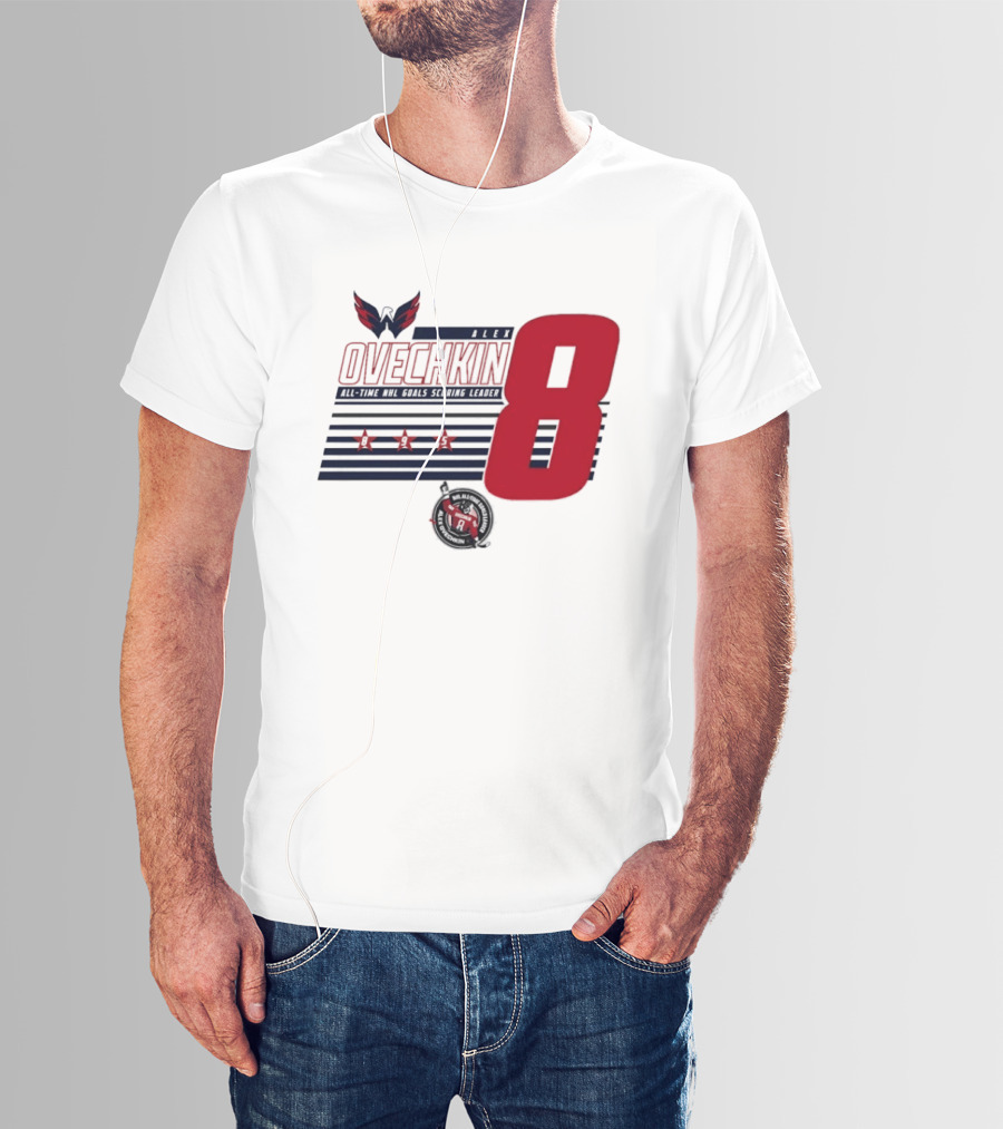 Alex Ovechkin 8 NHL All Time Goals Leader Washington Capitals Stars And Stripes T-Shirt