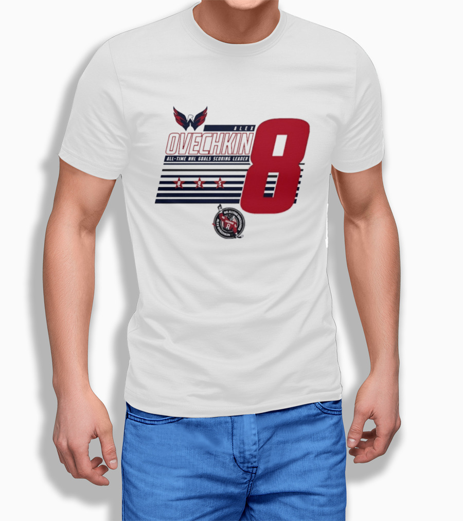 Alex Ovechkin 8 NHL All Time Goals Leader Washington Capitals Stars And Stripes T-Shirt