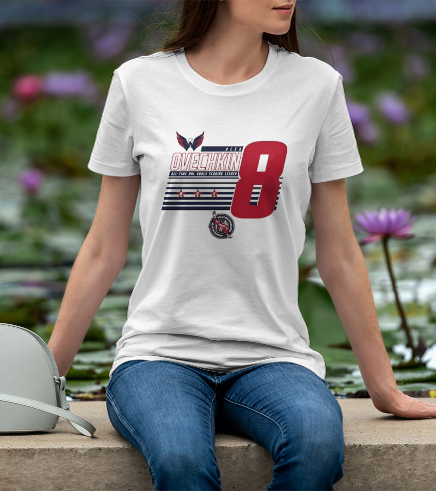 Alex Ovechkin 8 NHL All Time Goals Leader Washington Capitals Stars And Stripes T-Shirt