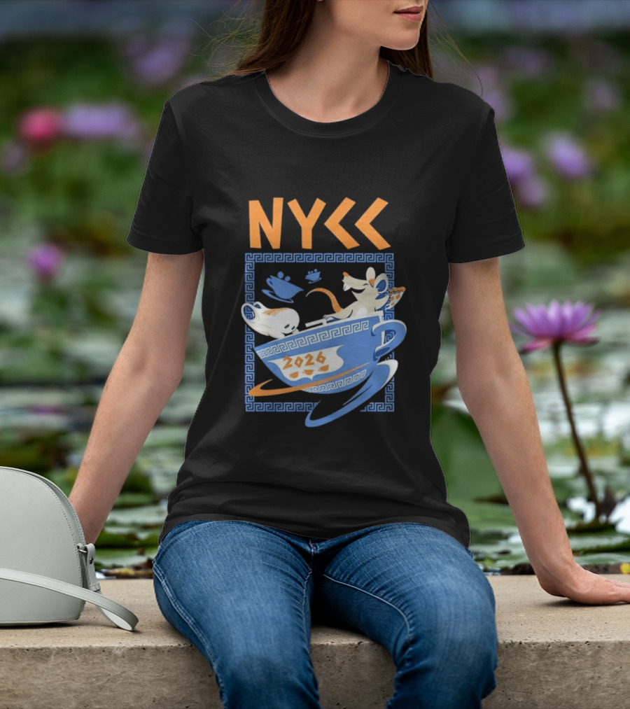 NYCC 2026 Pizza Rat Cup Greek Pattern Tea Event T-Shirt