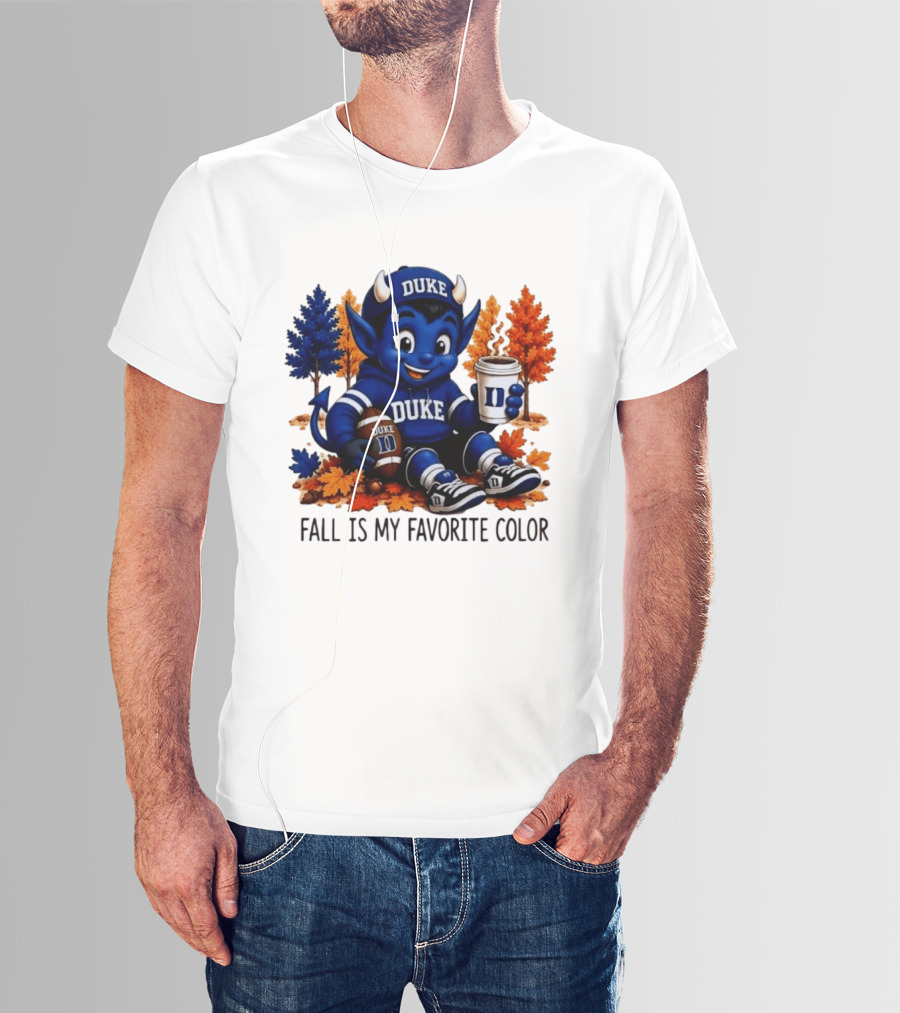 Duke Blue Devils Fall Is My Favorite Color Football Coffee Autumn Leaves T-Shirt