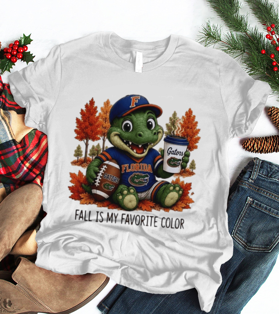 Florida Gators Fall Is My Favorite Color Gators Football Mascot Coffee Football Autumn Leaves T-Shirt