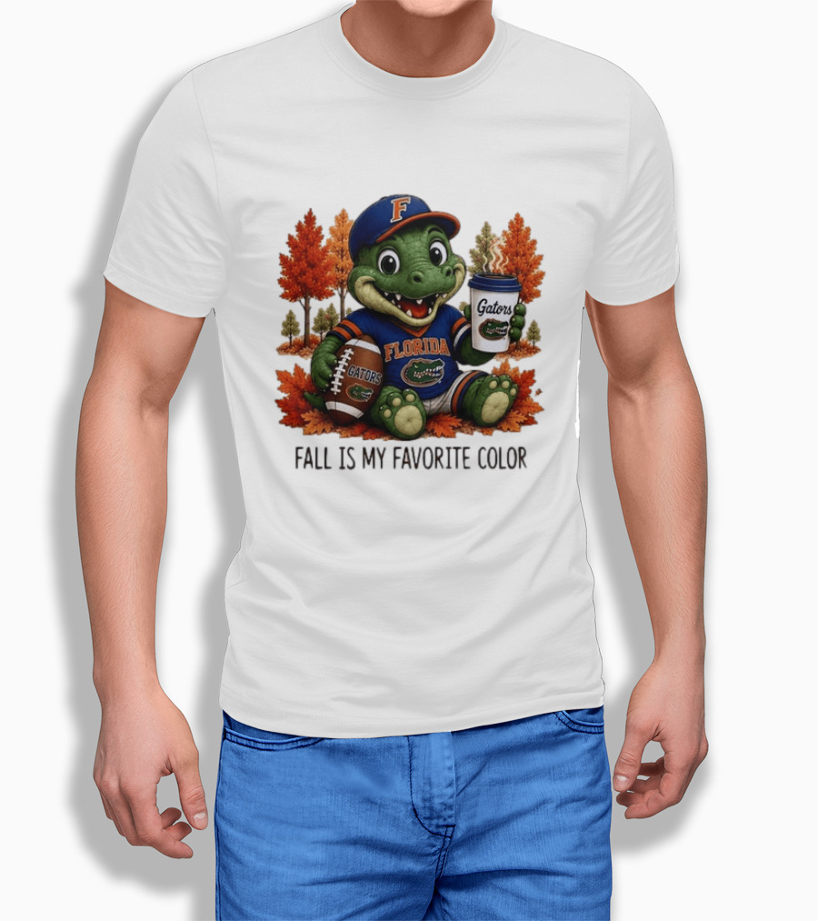 Florida Gators Fall Is My Favorite Color Gators Football Mascot Coffee Football Autumn Leaves T-Shirt