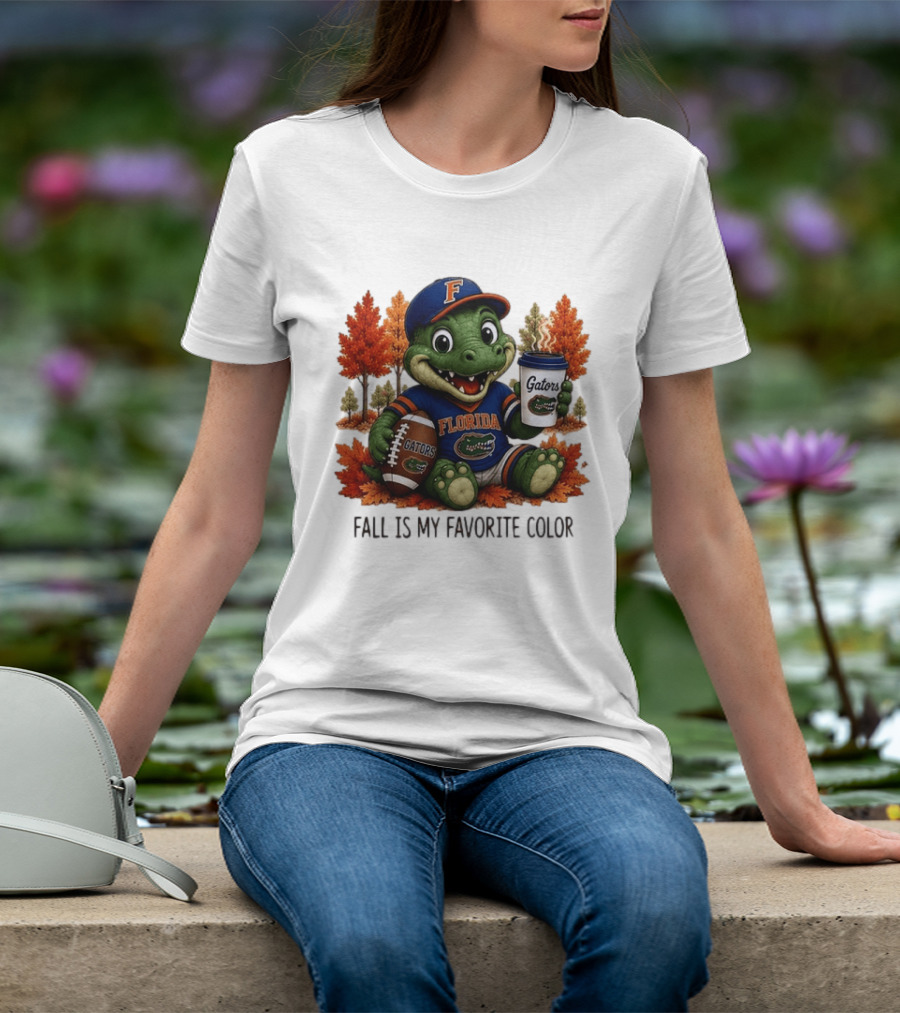 Florida Gators Fall Is My Favorite Color Gators Football Mascot Coffee Football Autumn Leaves T-Shirt