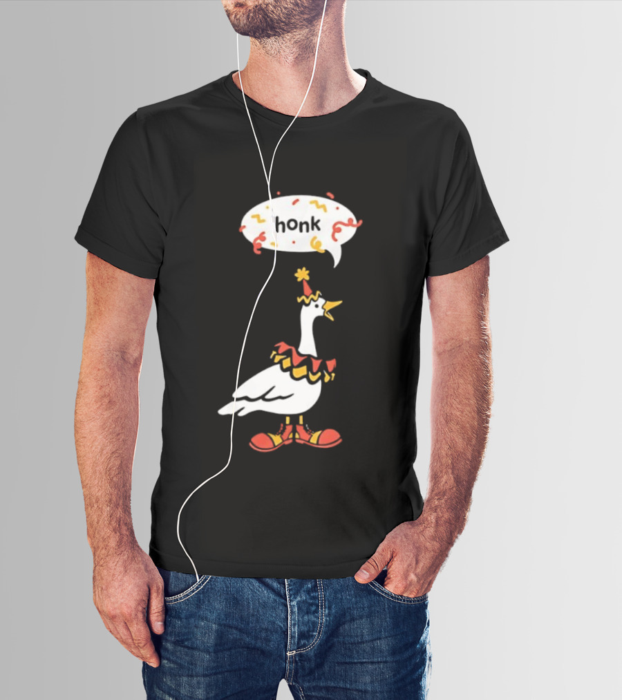 Honk Clown Goose Circus Costume With Confetti Speech Bubble T-Shirt