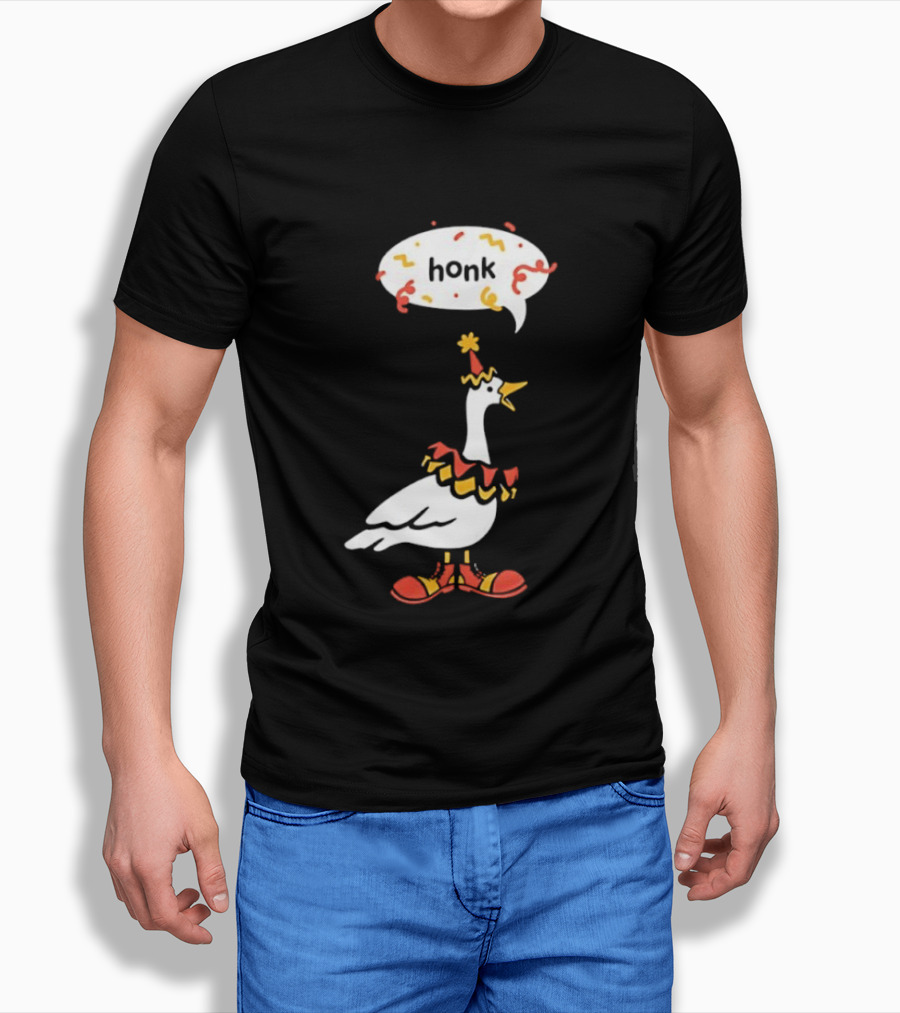 Honk Clown Goose Circus Costume With Confetti Speech Bubble T-Shirt