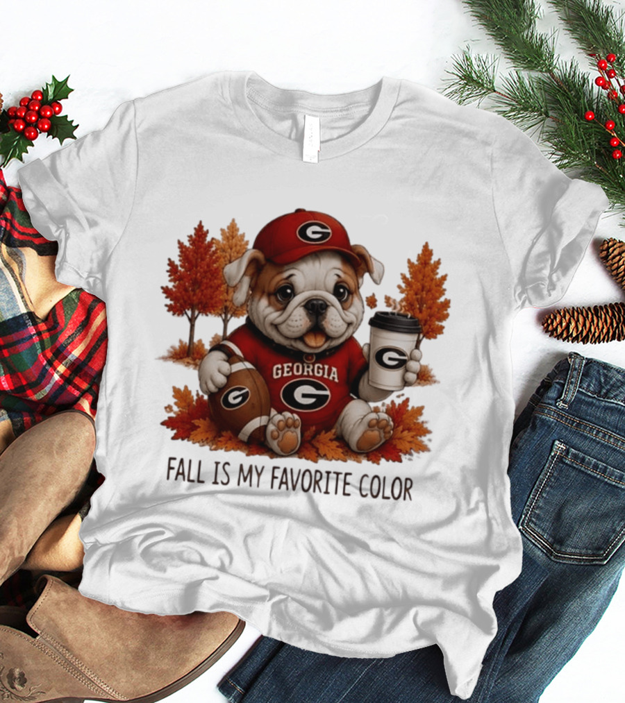 Georgia Bulldogs Fall Is My Favorite Color Football Bulldog Autumn T-Shirt