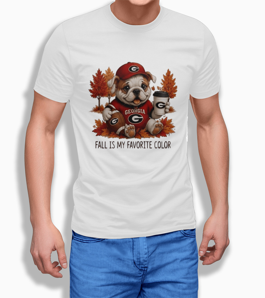 Georgia Bulldogs Fall Is My Favorite Color Football Bulldog Autumn T-Shirt