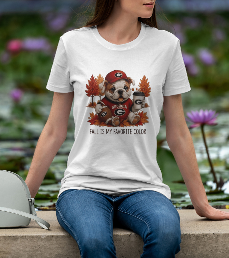 Georgia Bulldogs Fall Is My Favorite Color Football Bulldog Autumn T-Shirt