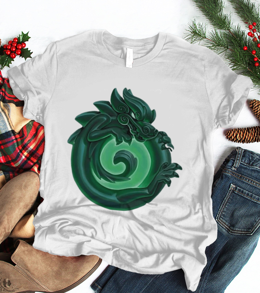 Green Jade Dragon Ouroboros Mythology Symbolic T-Shirt