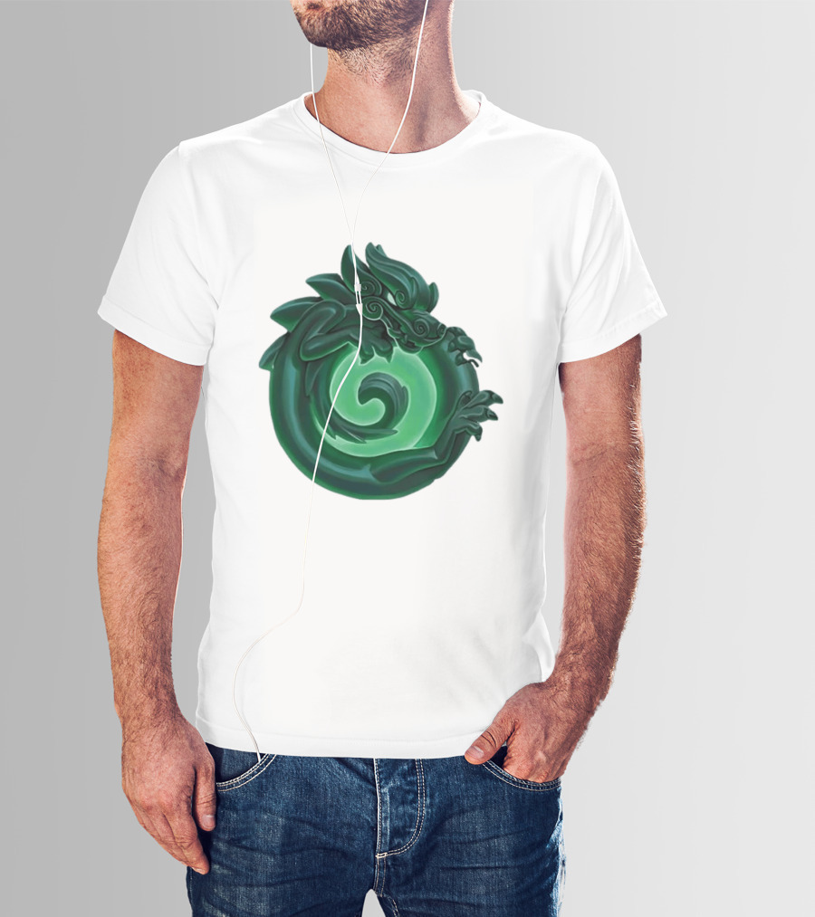 Green Jade Dragon Ouroboros Mythology Symbolic T-Shirt