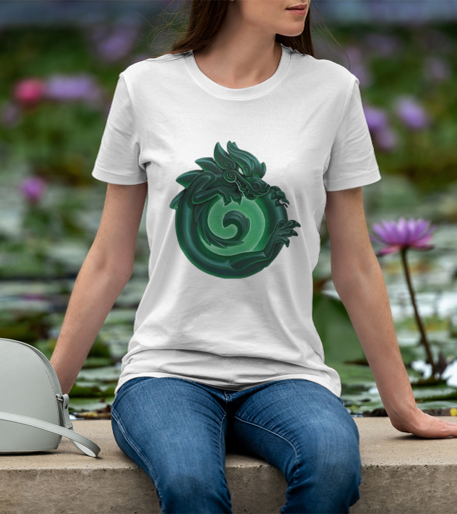 Green Jade Dragon Ouroboros Mythology Symbolic T-Shirt
