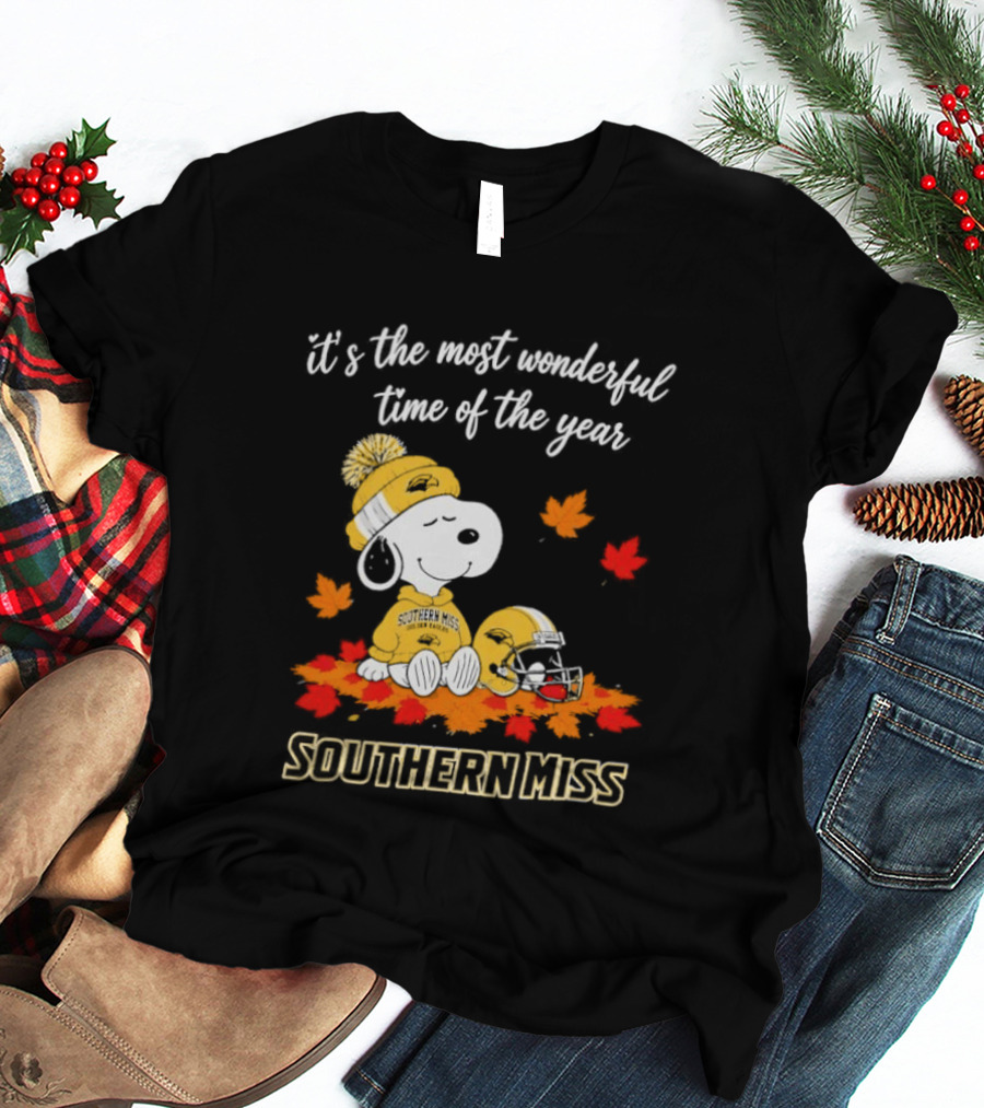 Snoopy It's The Most Wonderful Time Of The Year Southern Miss Golden Eagles Peanuts Fall Football T-Shirt