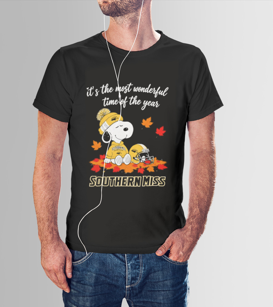 Snoopy It's The Most Wonderful Time Of The Year Southern Miss Golden Eagles Peanuts Fall Football T-Shirt