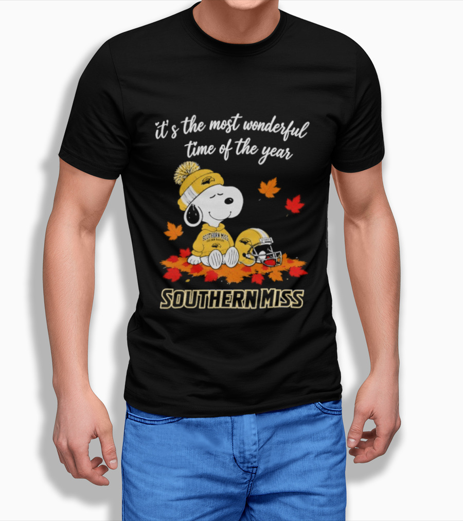 Snoopy It's The Most Wonderful Time Of The Year Southern Miss Golden Eagles Peanuts Fall Football T-Shirt